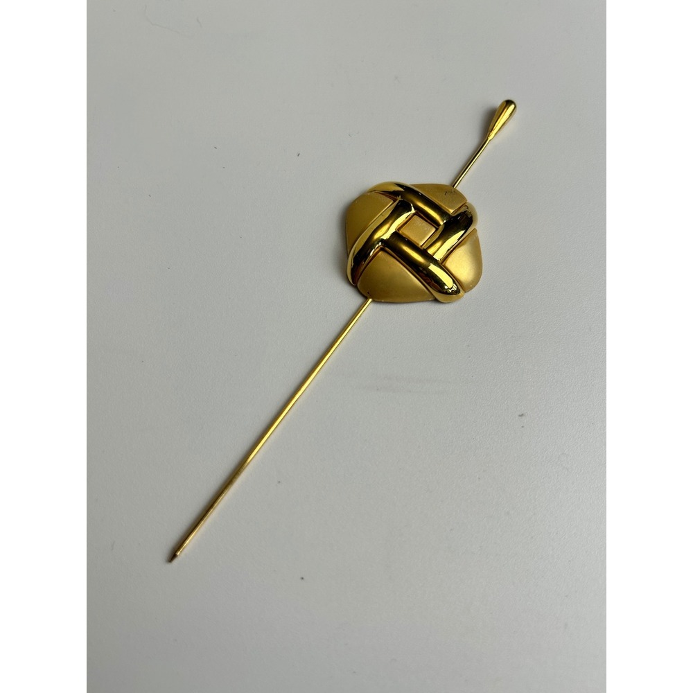 Linda Dano Gold Tone Geometric Square Stick Pin Vintage Lapel Hat Accessory